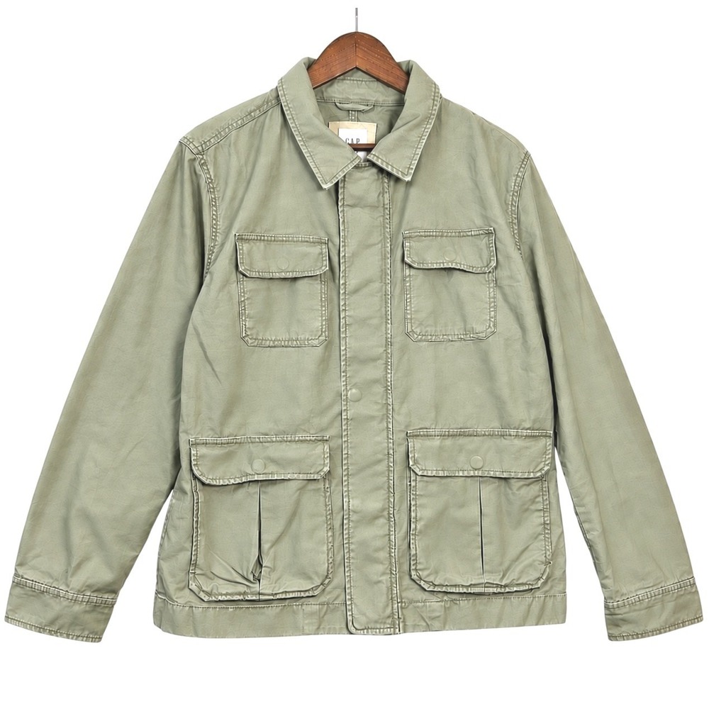 Gap Mens Utility Field Jacket M Army Green Military Cotton Cargo Workwear
